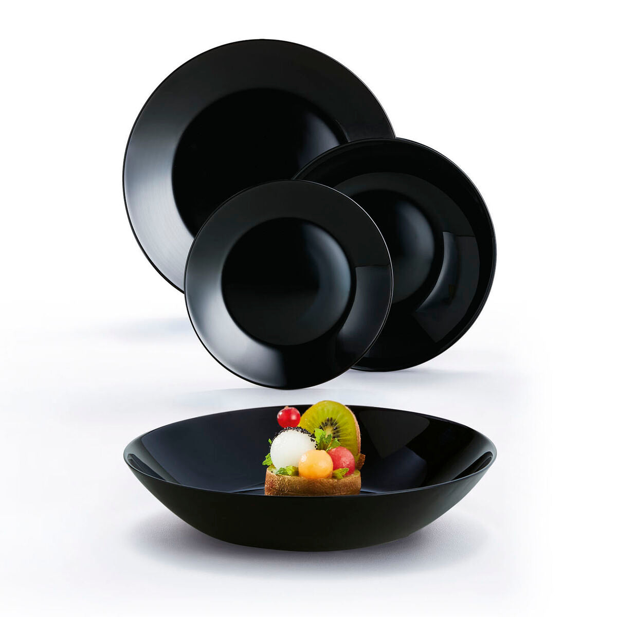 Luminarc Zelie Black Glass Dinnerware Set 18 Pieces