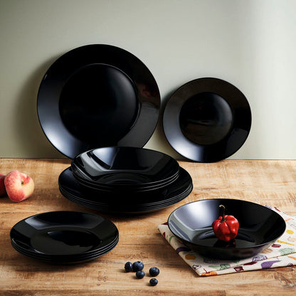 Luminarc Zelie Black Glass Dinnerware Set 18 Pieces