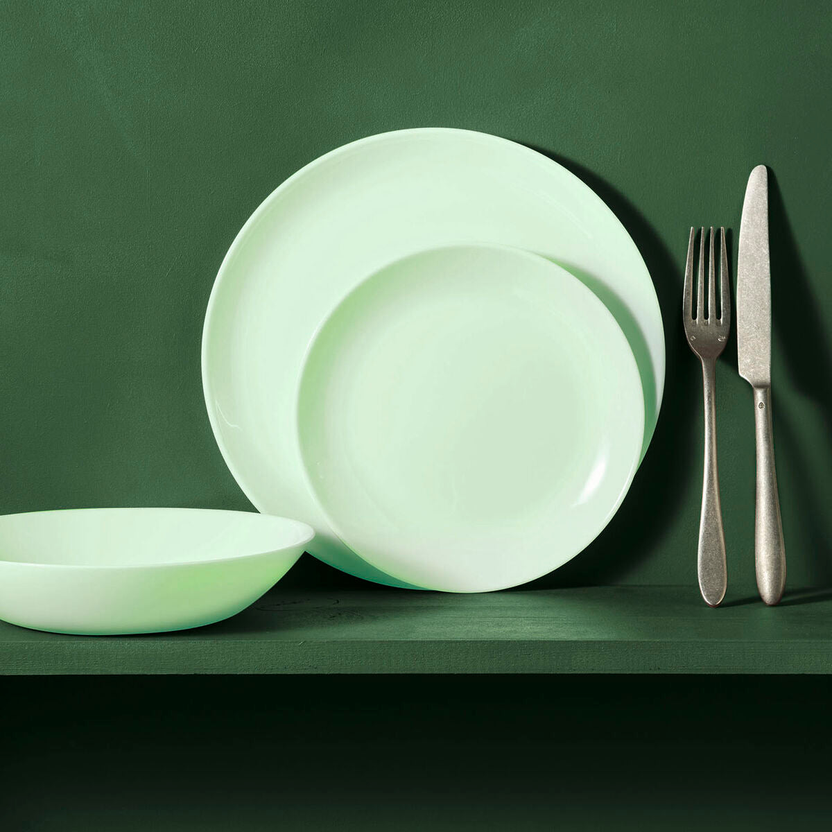 Luminarc Diwali Paradise Green Glass 12 Piece Dinnerware Set