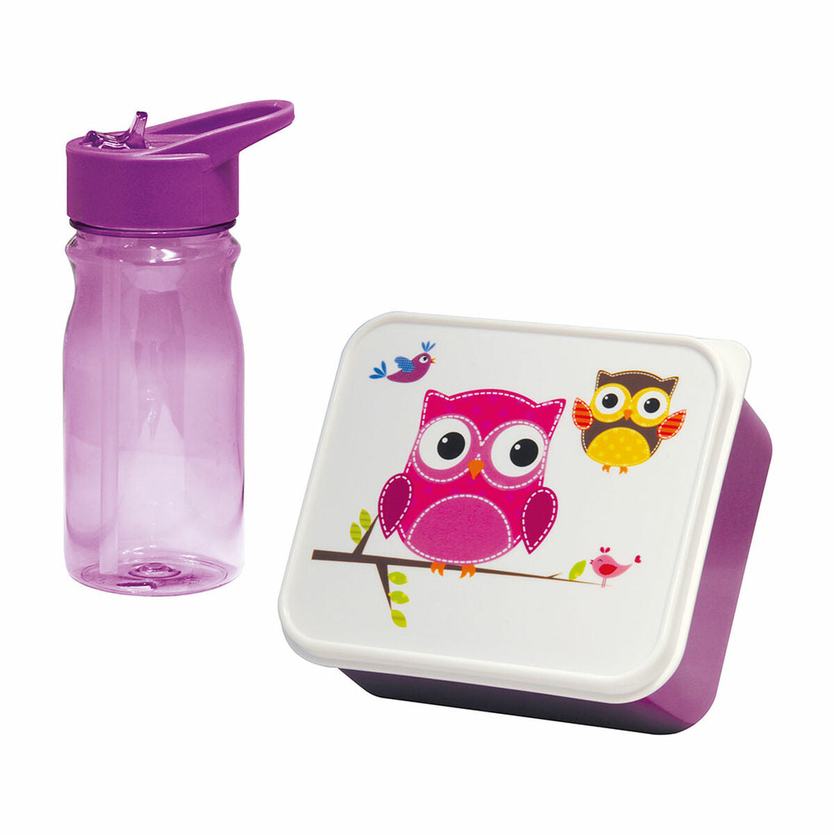 Mondex Pink Owl Lunch Box and Bottle Set