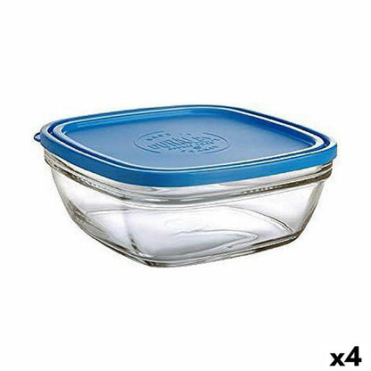 Duralex FreshBox Square Lunch Box with Lid Blue 3 L 23 x 23 x 9 cm (4 Units)