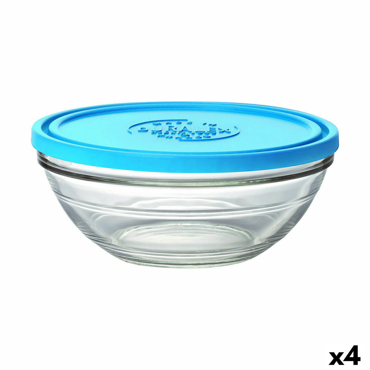 Duralex FreshBox Round Lunch Box with Lid Blue 2.4 L (4 Units)