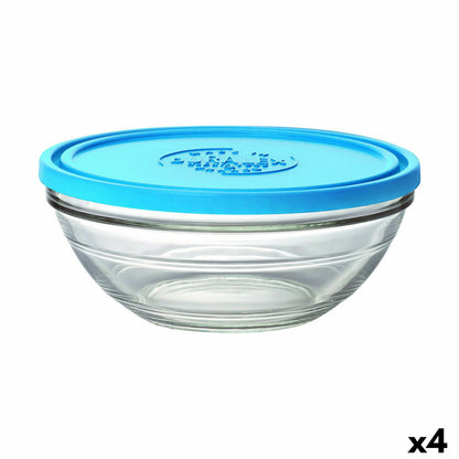 Duralex FreshBox Round Lunch Box with Lid Blue 2.4 L (4 Units)