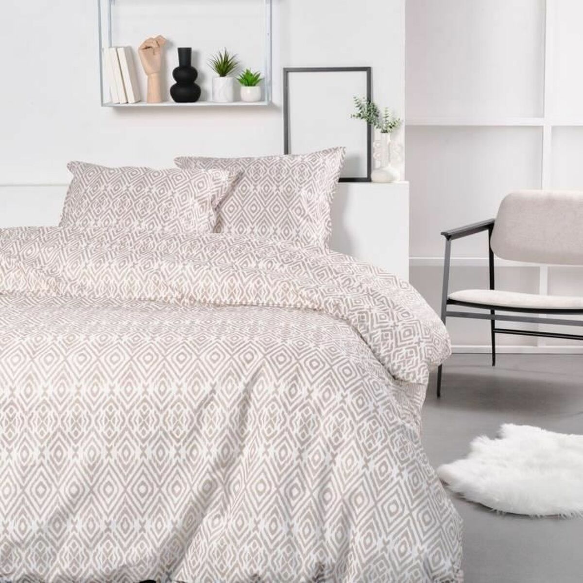 Duvet Cover TODAY Geometric White Beige 240 x 200 cm