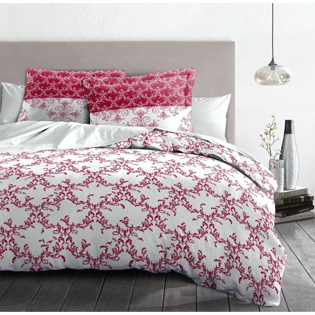 HOME LINGE PASSION Duvet Cover Burgundy White 220 x 240 cm