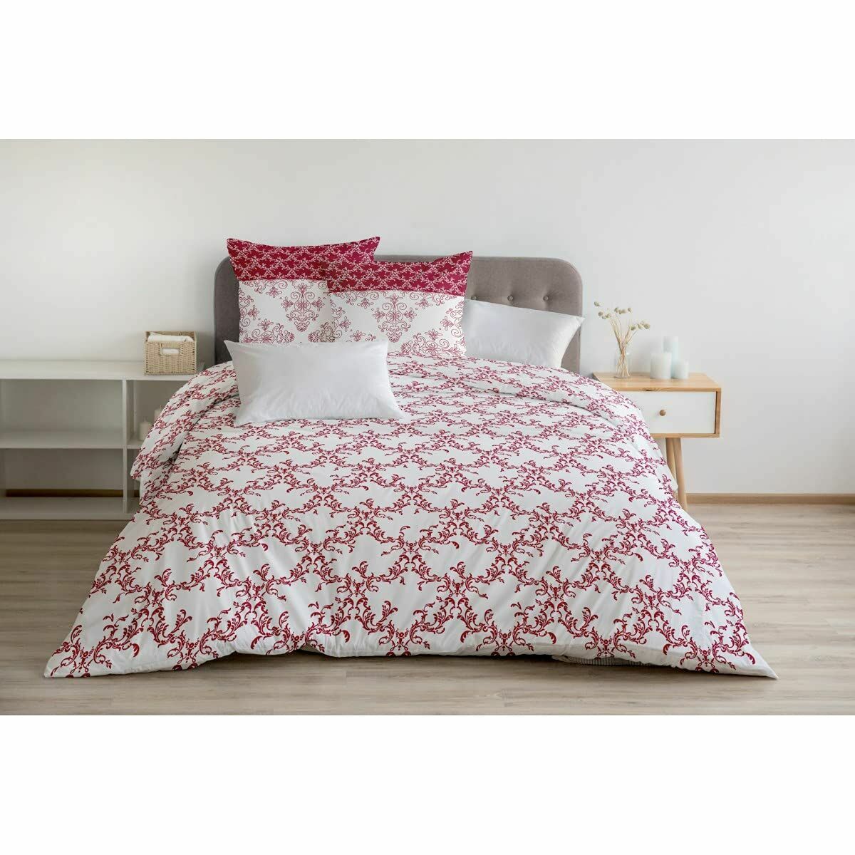 HOME LINGE PASSION Duvet Cover Burgundy White 240 x 260 cm