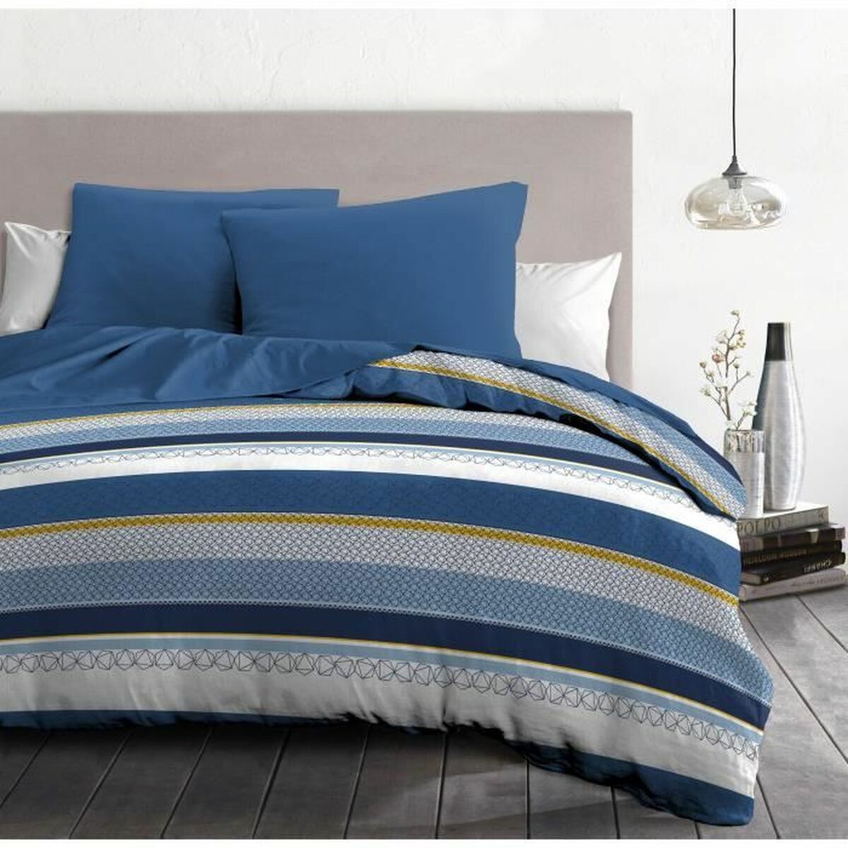 HOME LINGE PASSION Stanis Blue Duvet Cover 220 x 240 cm