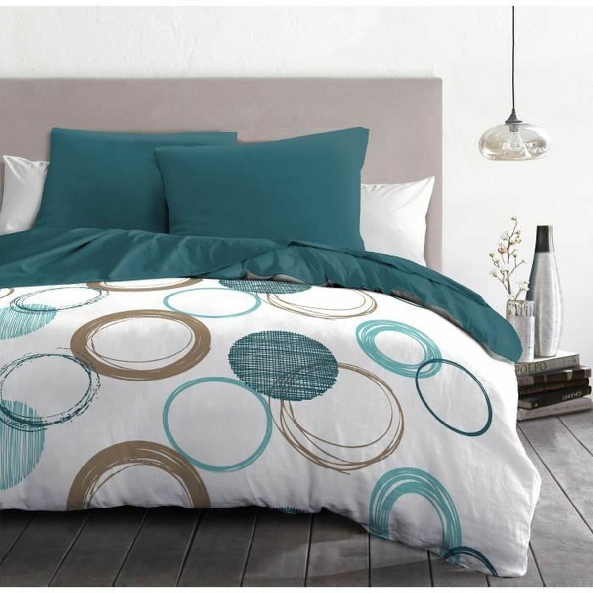 HOME LINGE PASSION Duvet Cover Green Circles 220 x 240 cm