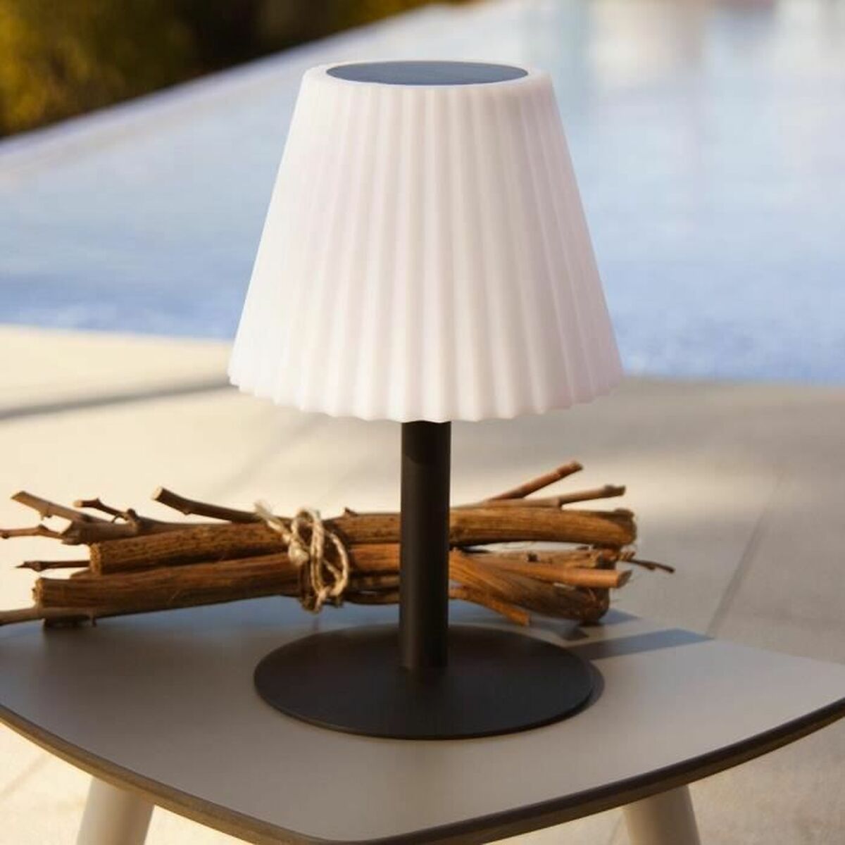 Lumisky Lady Spike Bouffant Table Lamp White Metal