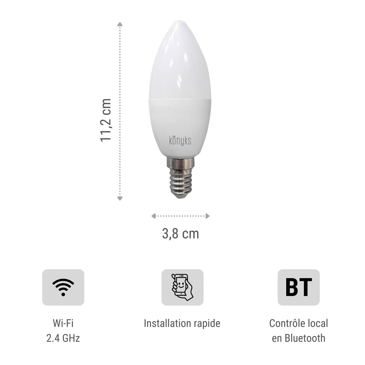 Bombilla LED Vela Konyks e14 Blanco