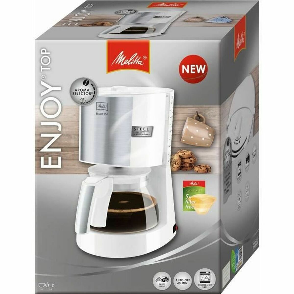 Melitta ENJOY TOP GLASS Drip Coffee Maker 1017-03 1000 W White 1000 W 1 L 1.2 L