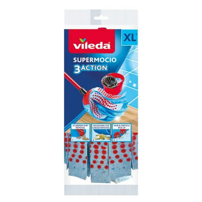 Vileda 3Action Velour Mop XL Blue Red