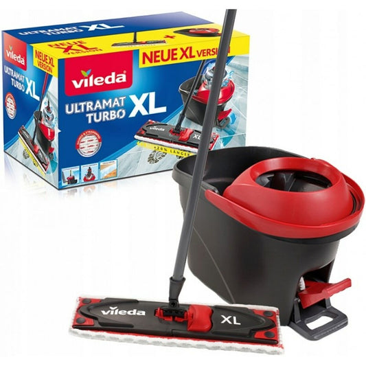 Mopa Fregona con Cubo Vileda Ultramat Turbo XL Negro Rojo Microfibra