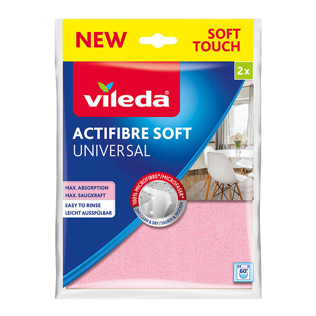 Vileda 171813 Grey Cleaning Cloths (2 Pieces)