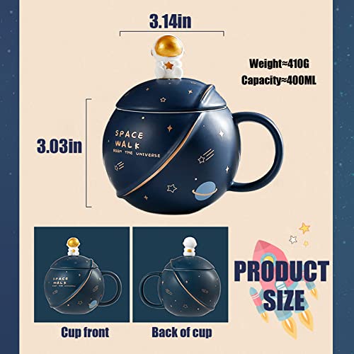 ZONSUSE Tazas de Cafe de Ceramica, Bonitas para Desayuno, Taza Capuchino con Tapa y Cuchara, Personalizada Dia del Padre, para Té y Leche, Regalos para Amigas Originales, 400ML (Estilo 1)