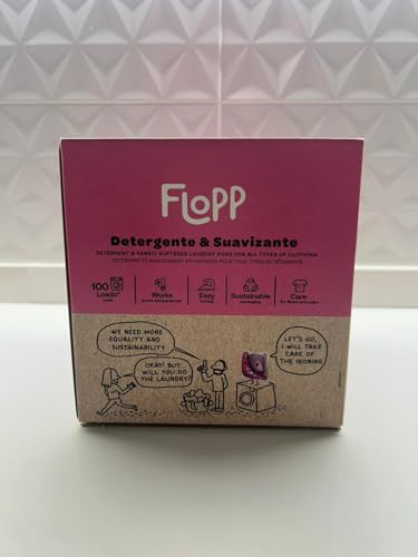 Flopp - Detergent &amp; Fabric Softener in tablets - 4 in 1 Cleans, Softens, Perfumes and Easy Ironing - 100 capsules