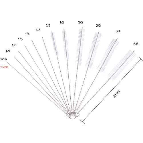 Vicloon Conjunto de 12 Piezas Blanco Botella de Limpieza Cepillos, Nylon Cepillos de Botella, Tubo Limpieza del Sistema de Cepillo para Botellas de Cristal Deportes Botellas de Agua Tetera