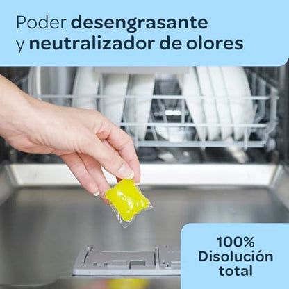 Flopp - Cápsulas Lavavajillas Ecológico | 110 Cápsulas con Envase Biodegradable | Etiqueta EU Ecolabel | Abrillantador con Protección del Cristal | Formula Vegana