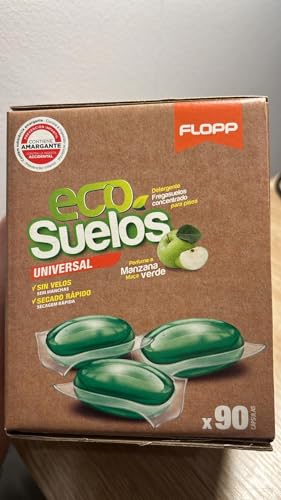 Flopp - Fregasuelos Universal Ecológico | 90 cápsulas | Etiqueta EU Ecolabel | Limpiador de Suelos Eco Limpiapisos Friegasuelos. Flopp: Limpia sin Ensuciar el Planeta.