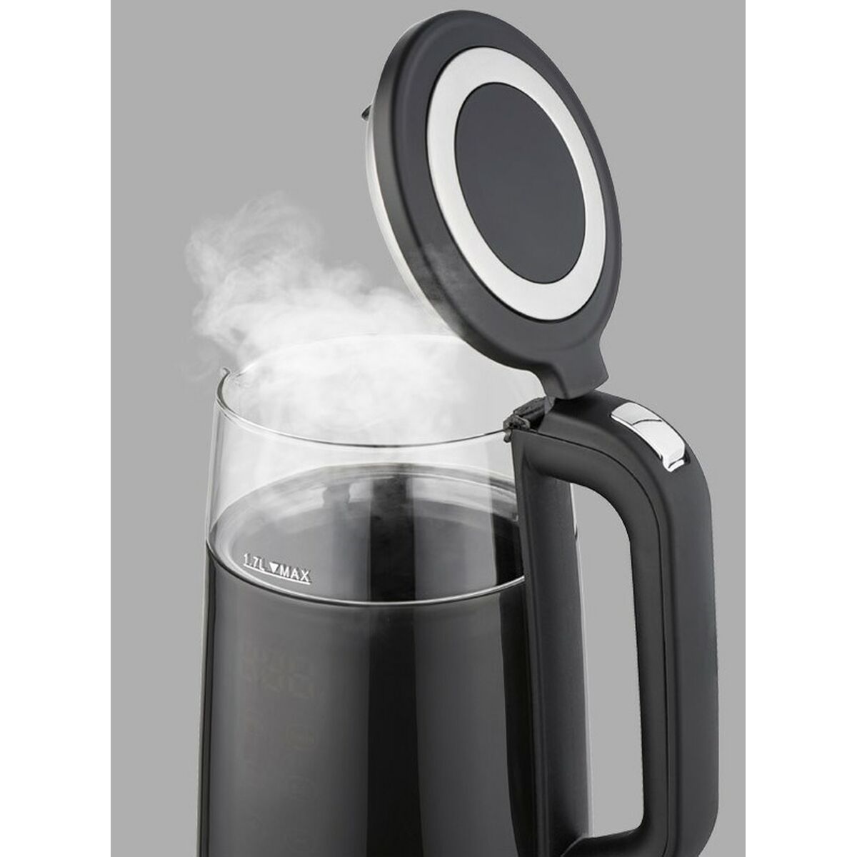 Feel Maestro MR-049 Black Transparent Crystal Borosilicate Glass Kettle 2200 W 1.7 L