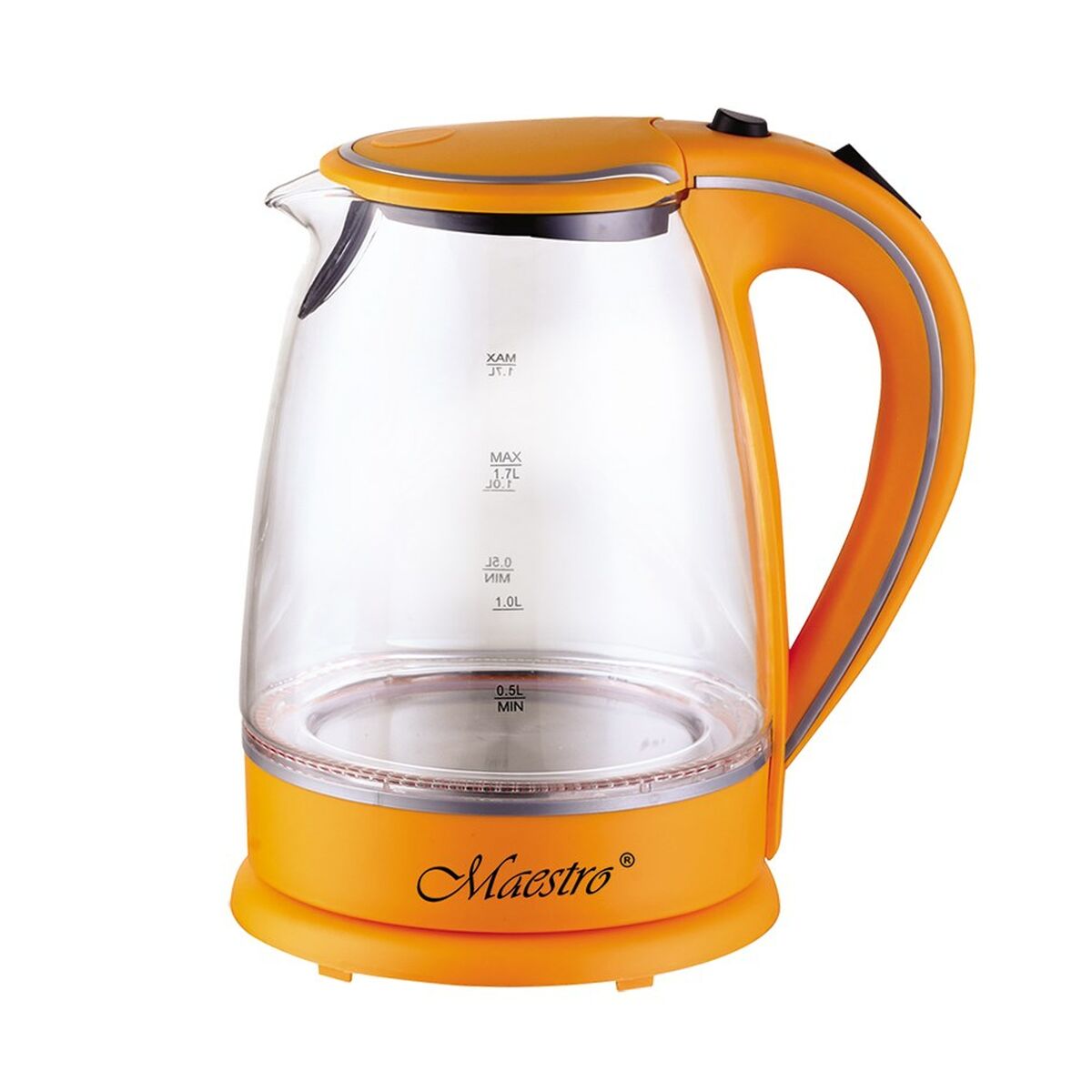 Feel Maestro MR-064 Orange Transparent Glass Kettle 2000 W 1.7 L