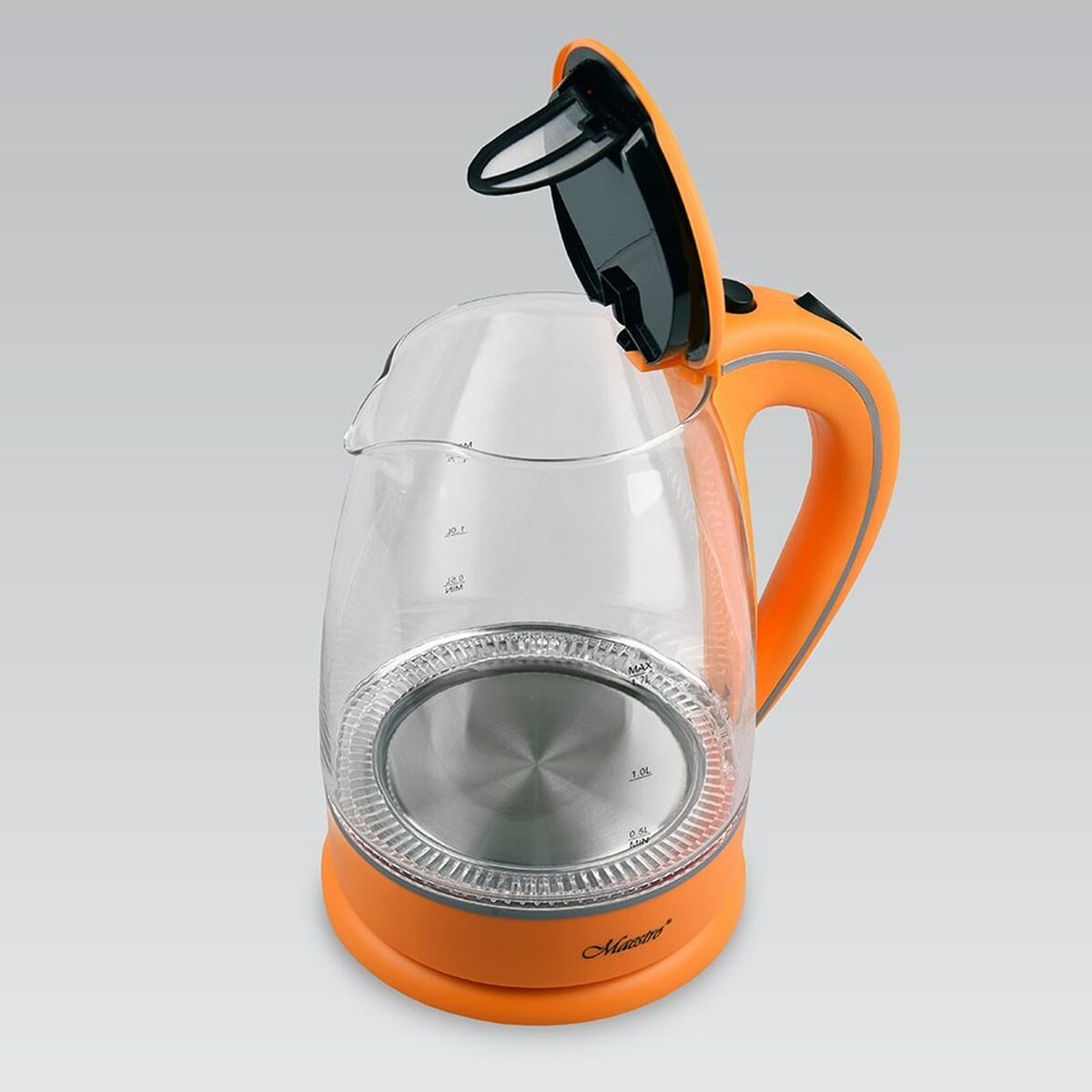 Feel Maestro MR-064 Orange Transparent Glass Kettle 2000 W 1.7 L