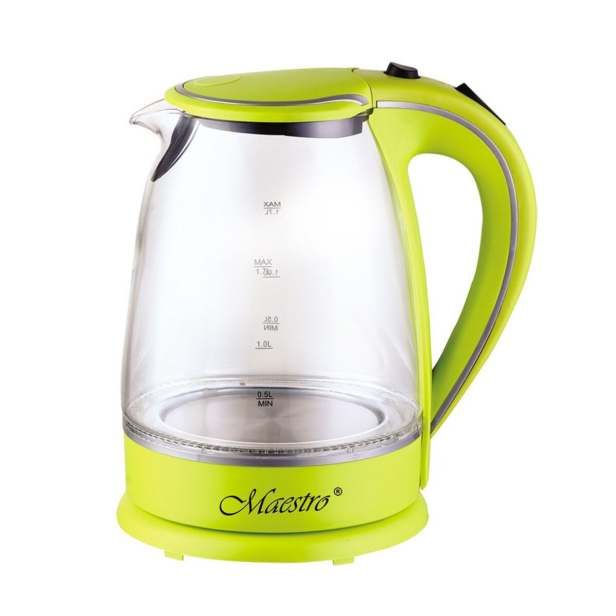 Feel Maestro MR-064 Green Transparent Glass Kettle 2000 W 1.7 L