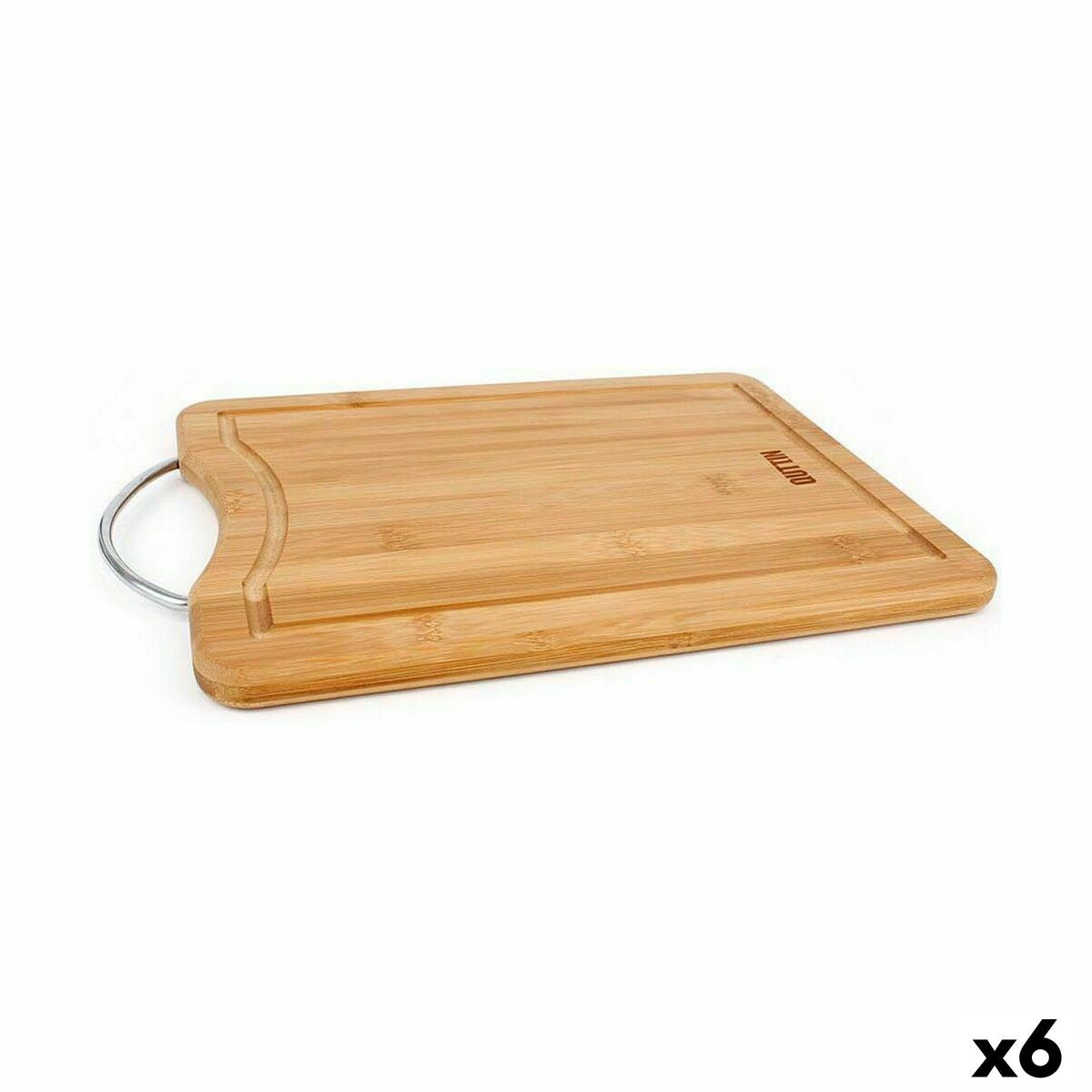 Tabla de cortar Quttin Marrón Plateado Bambú 39,5 x 30 x 1,5 cm (6 Unidades)