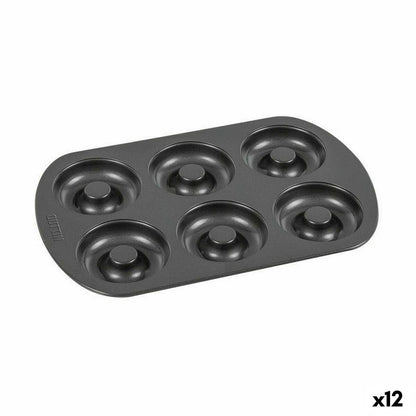 Molde para Horno Quttin Rosquillas Acero al carbono Negro 32 x 21 x 2,3 cm (12 Unidades)