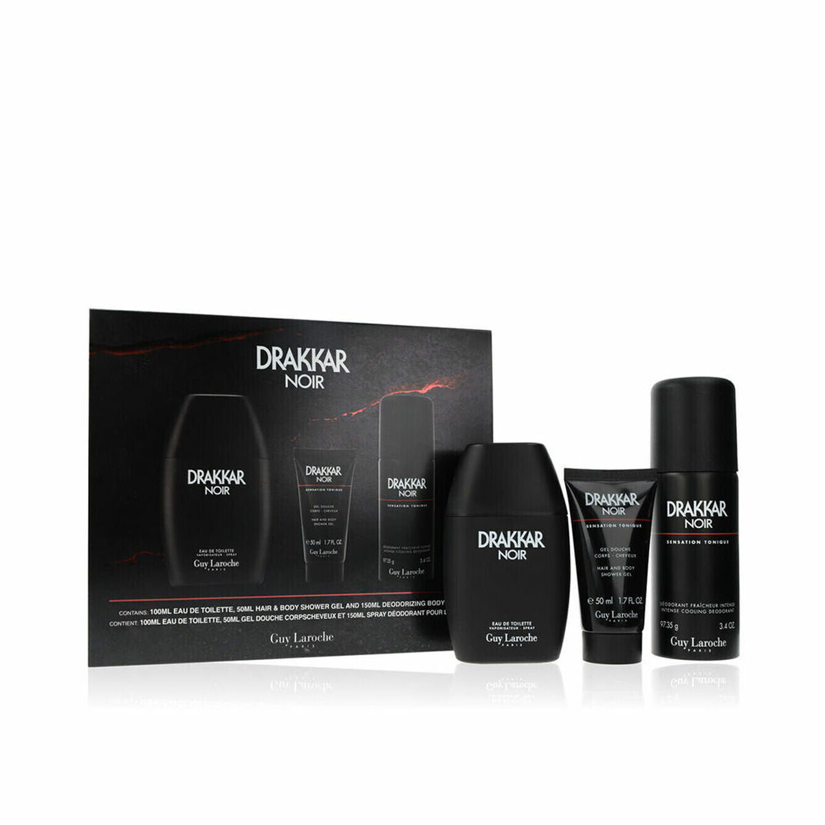 Set de Perfume Hombre Guy Laroche DRAKKAR NOIR EDT 3 Piezas