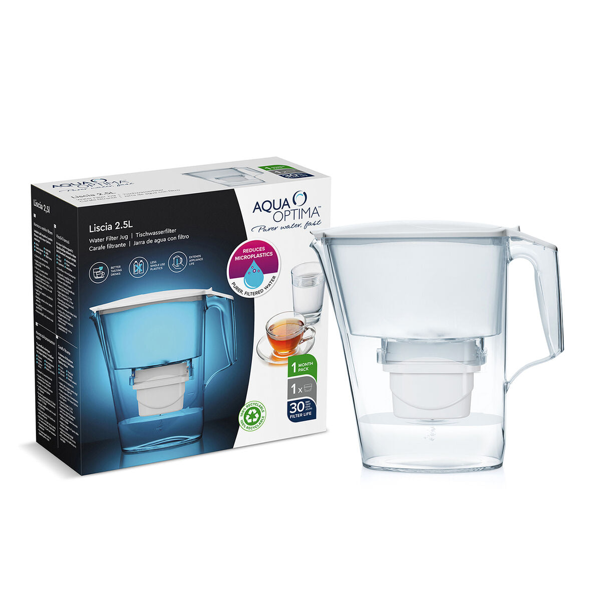 Aqua Optima Liscia Evolve White Plastic Filter Jug 2.5 L