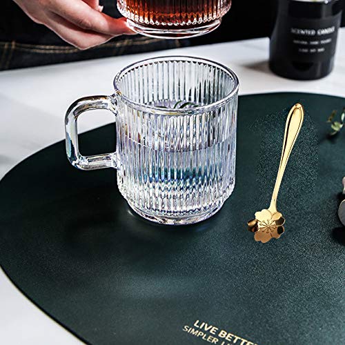 Yalucky Taza de Vidrio Transparente e Iridiscente con Tapa y Cuchara,Tazas de Té,Taza de Vidrio para Café,Bonita Taza para Leche,Café,Chocolate,Zumo y Agua para Mujeres y Hombres,Cumpleaños,Navidad