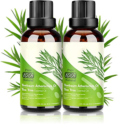 Aceite de Árbol de Té 100% Natural, 2 * 30 ML Aceites Esenciales - Aceite de Acné, Suero de Acné, Tratamiento Antiacné Contra la Piel y Cara con Imperfecciones, Antipinillas, Acné