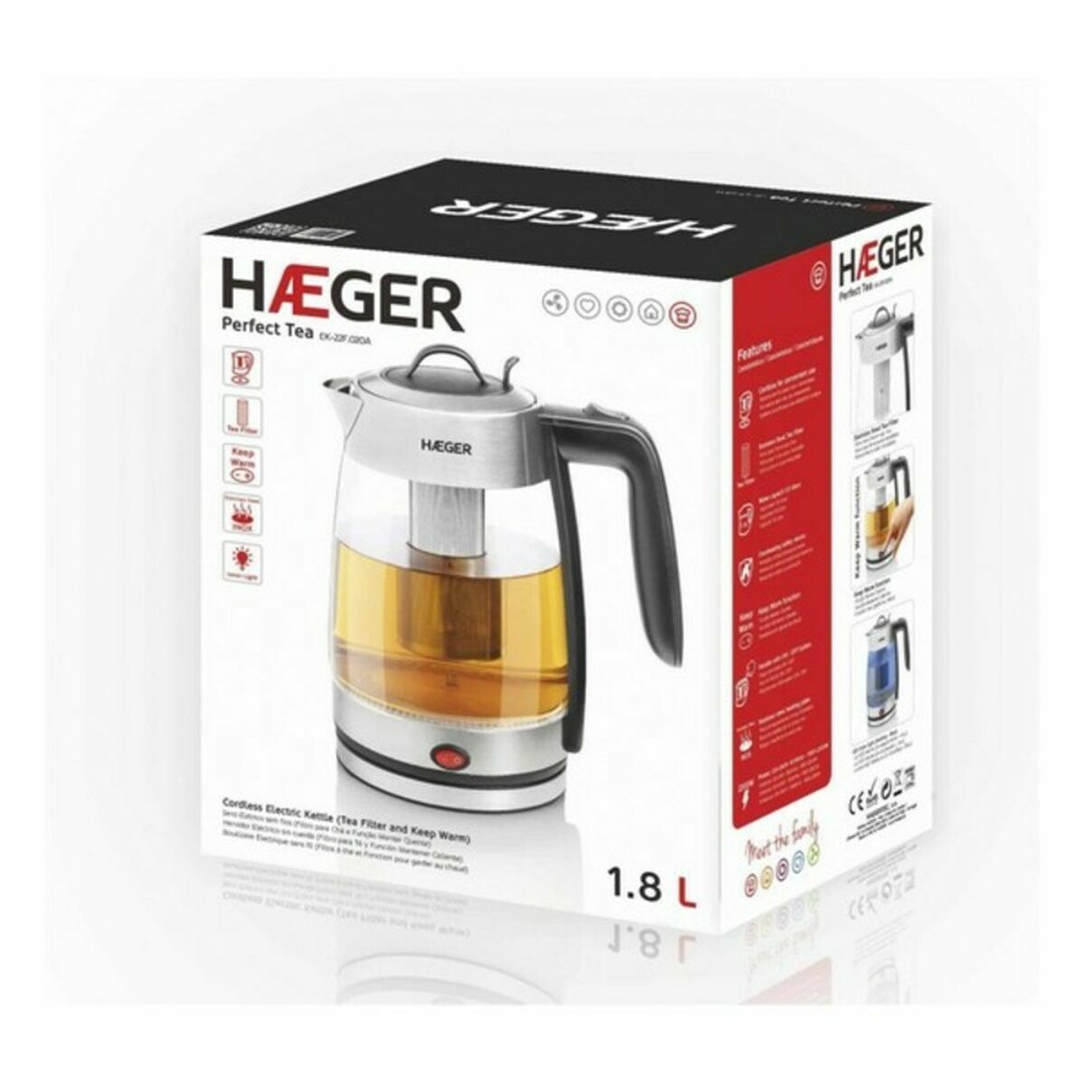 Hervidor y Tetera Eléctrica Haeger EK-22F.020A Blanco Acero Inoxidable 2200 W