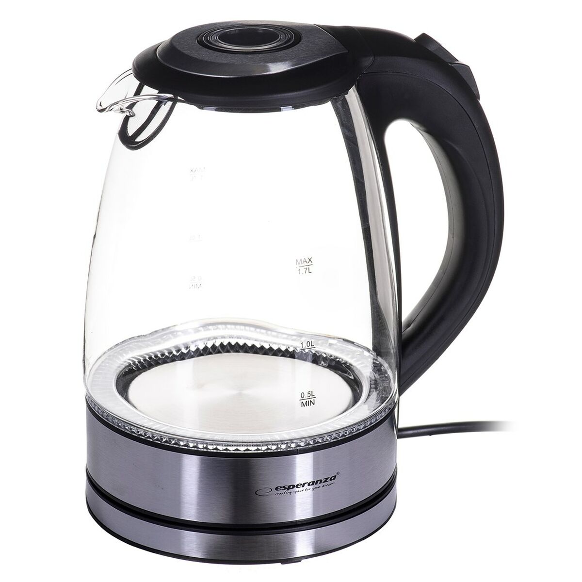 Esperanza Kettle EKK012 Black Glass Plastic 2200 W 1.7 L