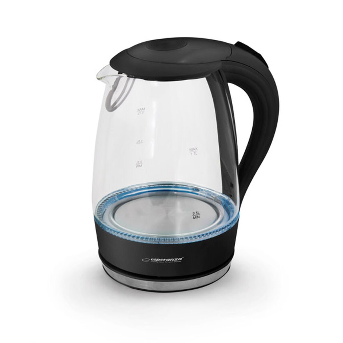 Esperanza Kettle Black Glass Plastic 2200 W 1.7 L