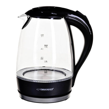 Esperanza Kettle Black Glass Plastic 2200 W 1.7 L