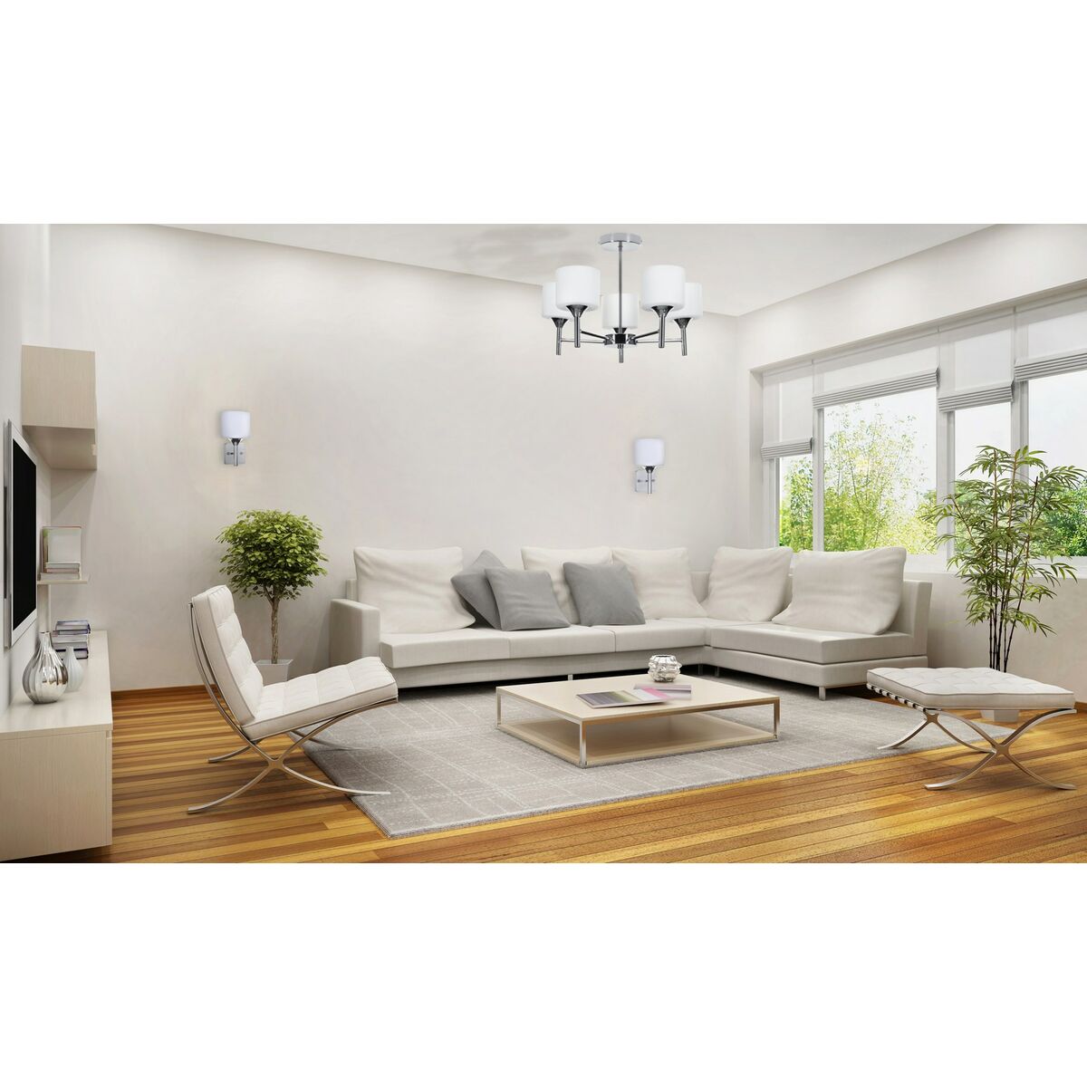 Activejet AJE-MIRA 5P Ceiling Lamp White Silver Metal 40 W 47.5 x 34 x 47.5 cm