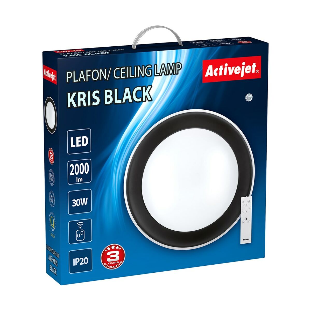 Lámpara de Techo Activejet AJE-KRIS Blanco Negro Blanco Cálido 80 30 W (6500 K)