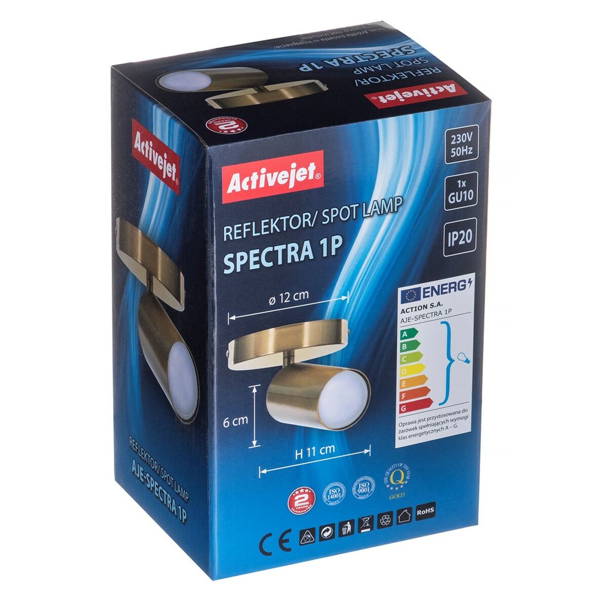 Aplique de Pared Activejet AJE-SPECTRA 1P Dorado Metal 40 W 230 V