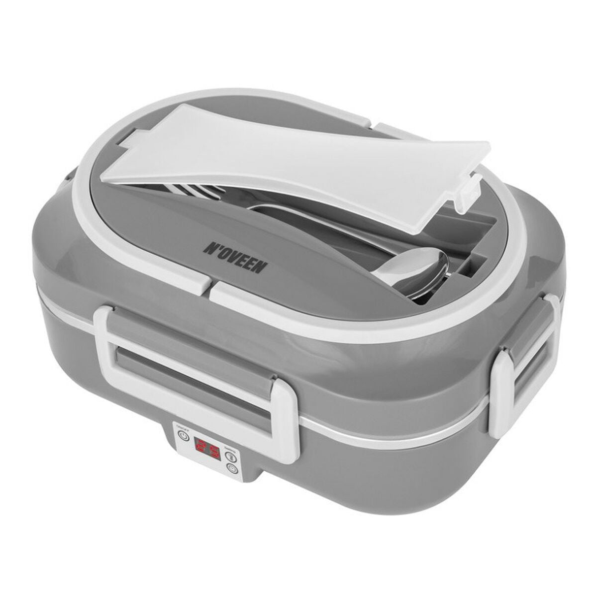 N'oveen LB640 Electric Lunch Box Dark Grey Stainless Steel 24 x 11 x 18.5 cm