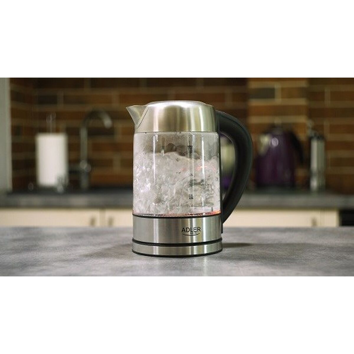 Adler AD 1247 Crystal Kettle Grey Steel Glass 2200 W 1.7 L