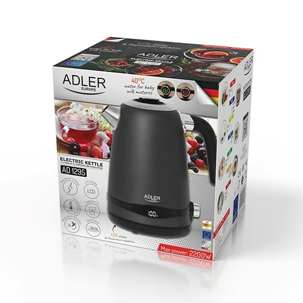 Hervidor Adler AD 1295g Gris Acero Inoxidable 2200 W 1850 W 1,7 L