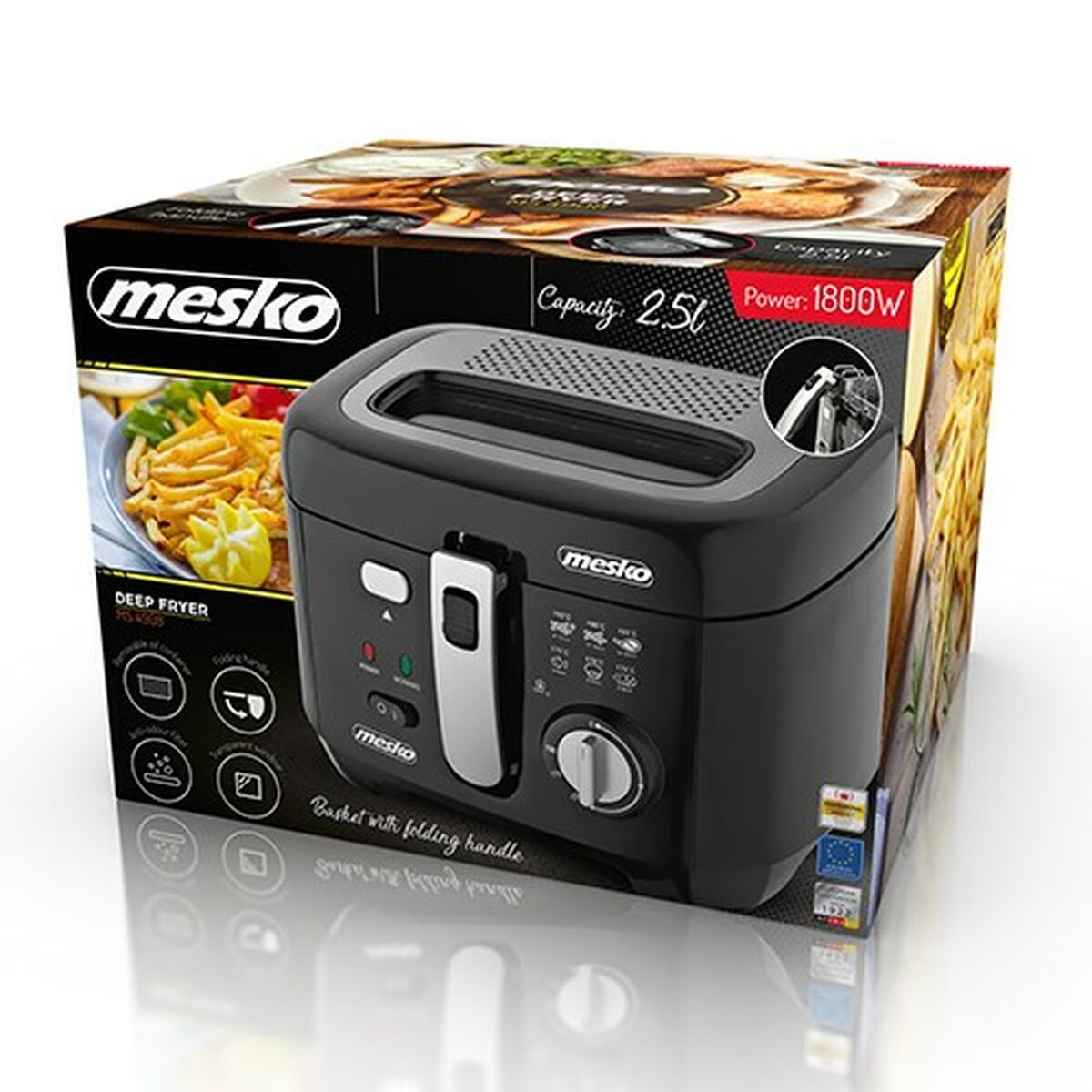 Adler MS 4908 Air Fryer Black Grey 1800 W 2.5 L