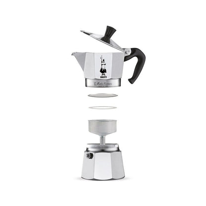 Bialetti Moka Express Italian Coffee Maker Silver Aluminum Metal 60 ml 1 Cup