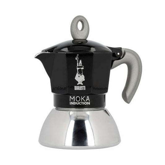 Bialetti Moka Induction Italian Coffee Maker Black Metal Stainless Steel Aluminum 100 ml 2 Cups