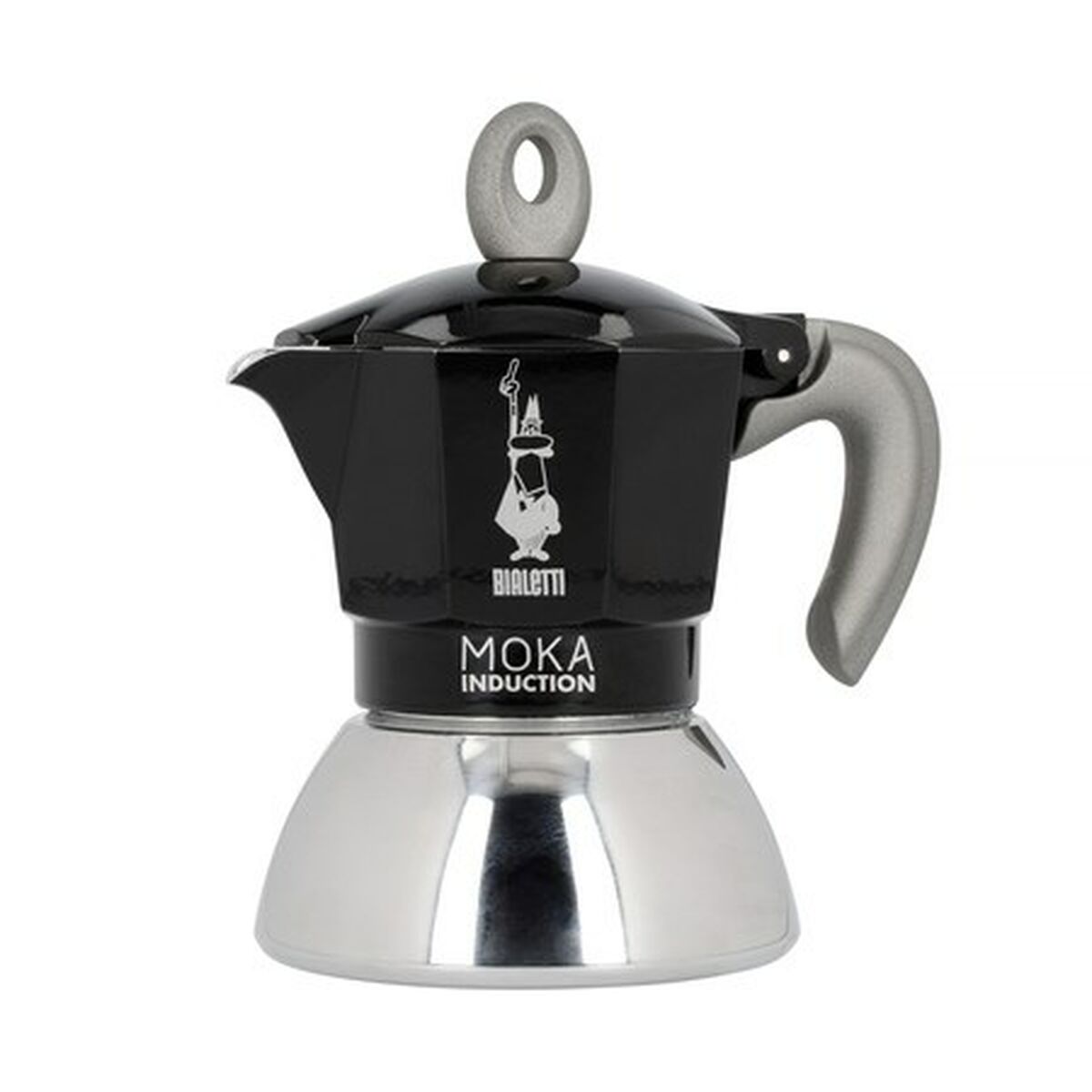 Cafetera Italiana Bialetti Moka Induction Negro Metal Acero Inoxidable Aluminio 100 ml 2 Tazas