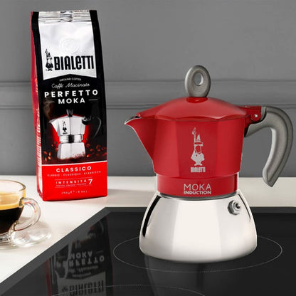 Cafetera Italiana Bialetti Moka Induction Rojo Metal Aluminio 150 ml