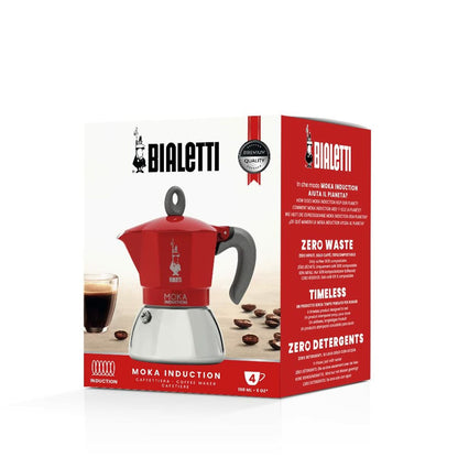 Cafetera Italiana Bialetti Moka Induction Rojo Metal Aluminio 150 ml