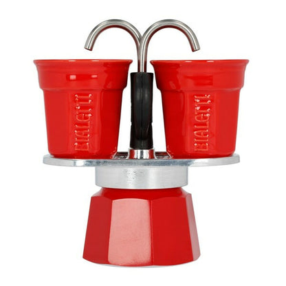 Bialetti Italian Coffee Maker 2 Cups Red Metal Aluminum 100 ml